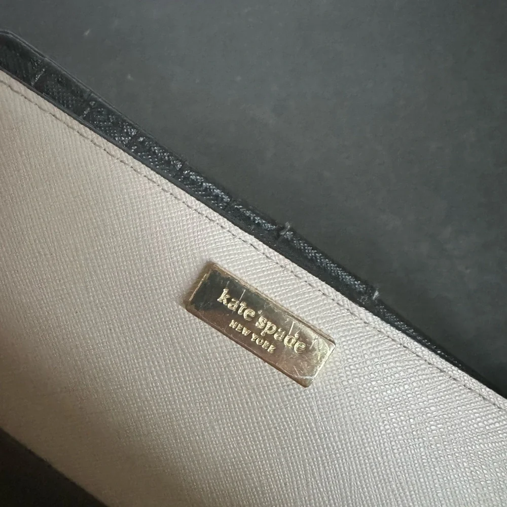 Kate Spade check wallet tan and black